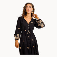 Vittoria | Abito Midi in Cotone con Ricamo Paisley