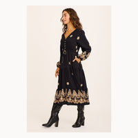 Vittoria | Abito Midi in Cotone con Ricamo Paisley