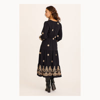 Vittoria | Abito Midi in Cotone con Ricamo Paisley